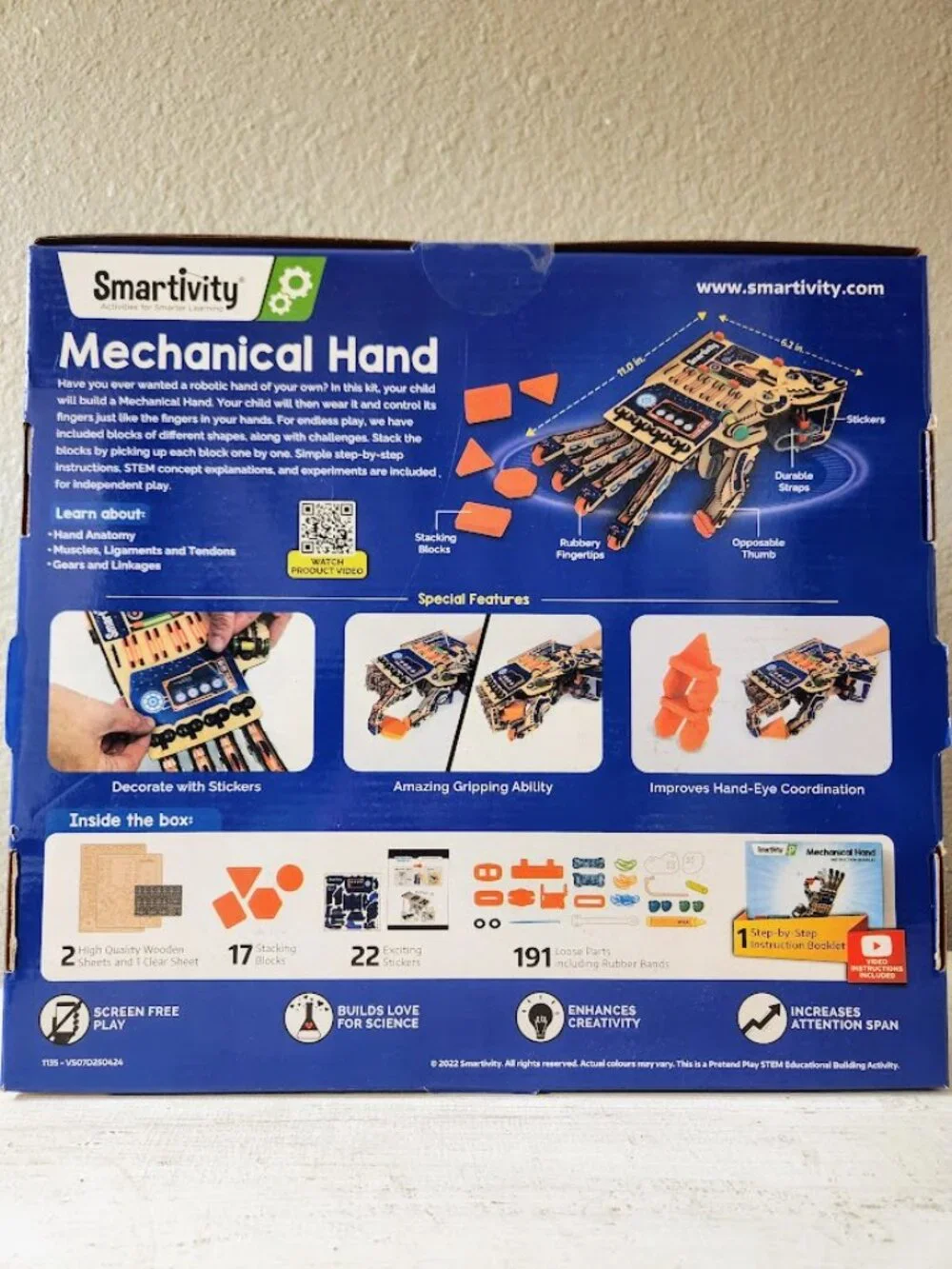 NEW Smartivity Mechanical Robotic Hand Robot DIY STEM Toy Educational Craft Proj